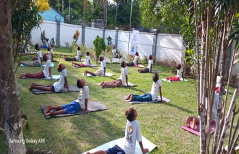 As part of countdown to the 11th International Day of Yoga, CGI Sittwe organised a Yoga session on 27 May 2025 in collaboration with Sri Sri Moha Dev Bari Hindu Temple Society at the Chancery premises.